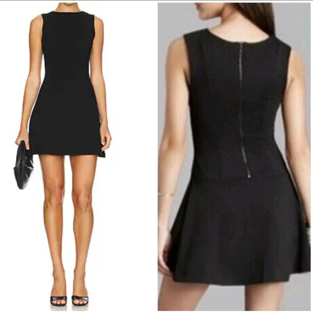 Free People Cha Cha Mini Skater Dress Black Back Zip Scoop Neck ♠️